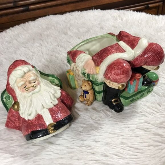 NWOT Fitz and Floyd Classics Sleeping Santa Ceramic Cookie Jar - Picture 8 of 12